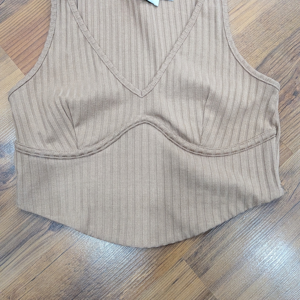 Princess Polly Beige Ribbed Crop Top - Picture 5 of 5